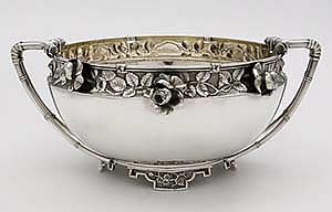 Gorham Eglantine sterling silver bowl with applied cast roses